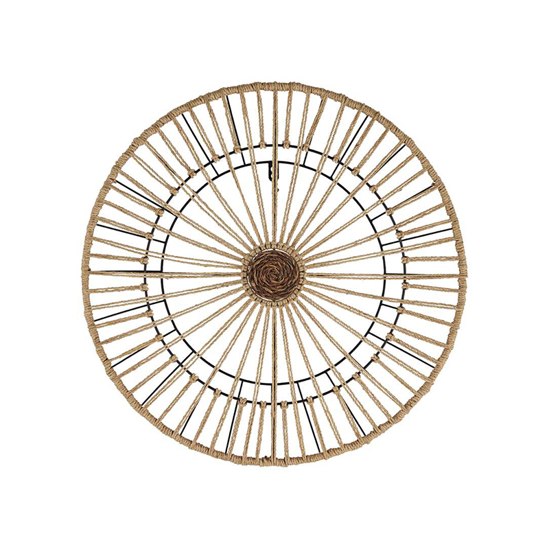 Natural Jute Rope Abstract Wheel Wall Sculpture