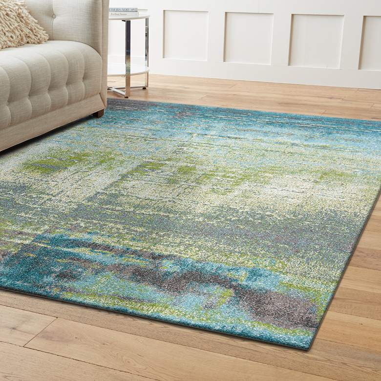 Green & Acqua Area Rug - 5"3" x 7" x 7