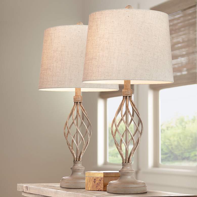 Metal Scroll Table Lamp Set of 2