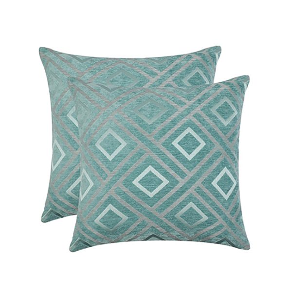 Green Diamond Pattern Chenille Decorative Pillows - 18" x 18"