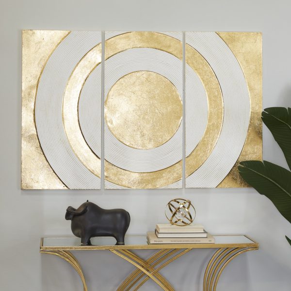 Elegant Gold & White Wall Sculpture