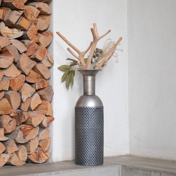 Grey Aluminum Vase - Height 18"