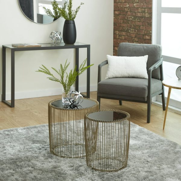 Antique Gold Metal Accent Table