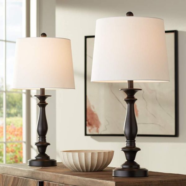 Bronze Finish Metal Table Lamps - Set of 2