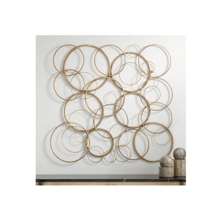 Antique Gold Distressed Wall Art Sculpture - Large