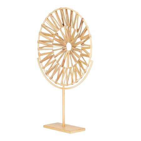 Natural Straw & Metal Table Top Sculpture - Large
