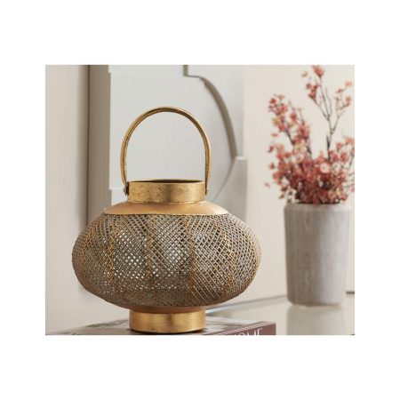 Rust Gold Metal Lantern/Candle Holder
