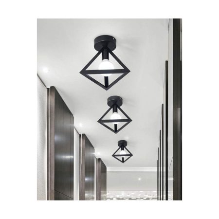Industrial Wrought Iron Flush Mount Ceiling Light