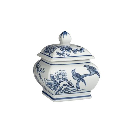 Blue & White Ceramic Decorative Jar/Lid