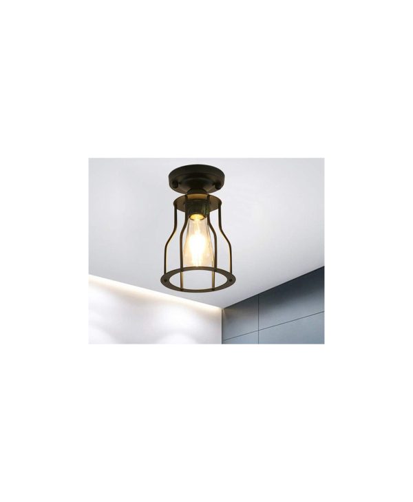 Black Industrial Metal Flush Mount Ceiling Pendant