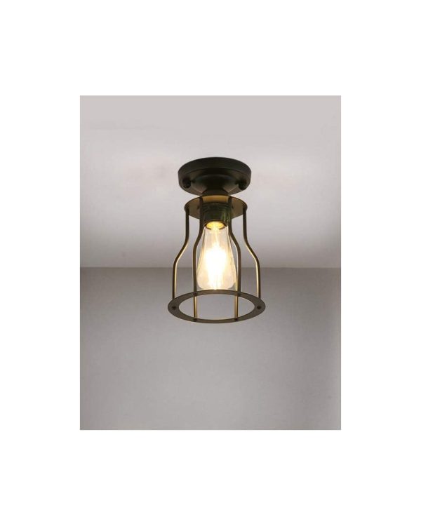Black Industrial Metal Flush Mount Ceiling Pendant