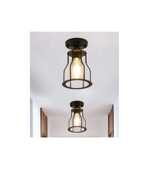 Black Industrial Metal Flush Mount Ceiling Pendant