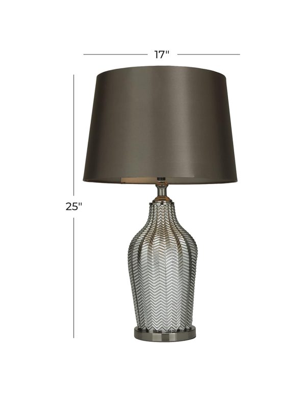 Silver Chevron Patterned Glass Table Lamp