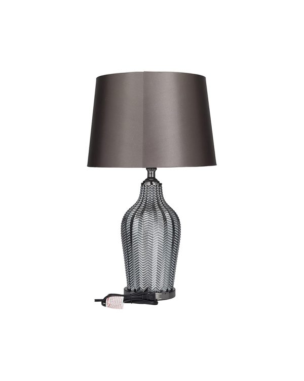 Silver Chevron Patterned Glass Table Lamp