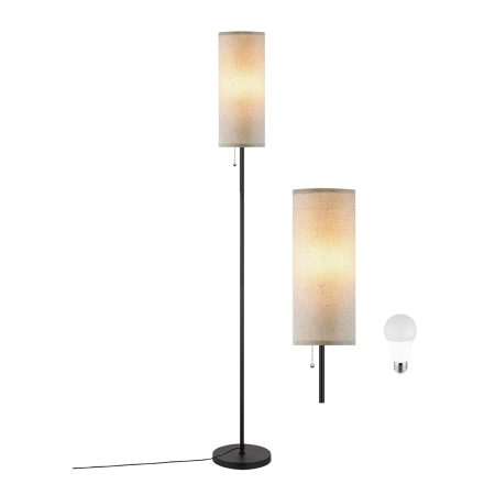 Modern Floor Lamp With Cylinder Linen Shade