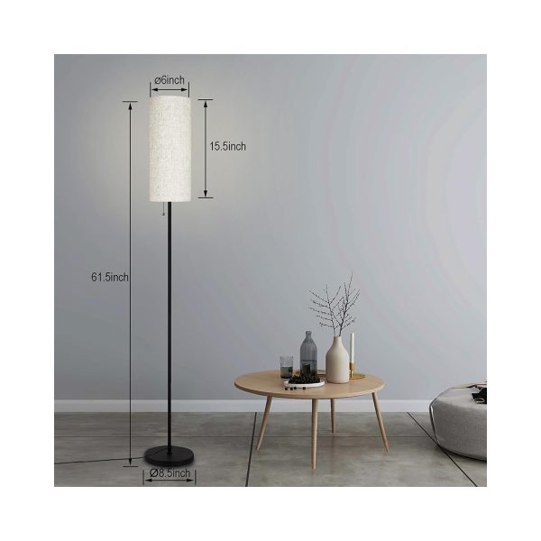 Modern Floor Lamp With Cylinder Linen Shade