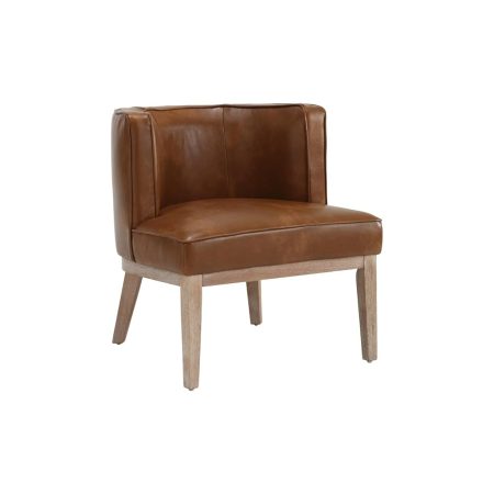 Retail Homepage 19 Brown Leather Barrel Accent Chair - Set of 2
