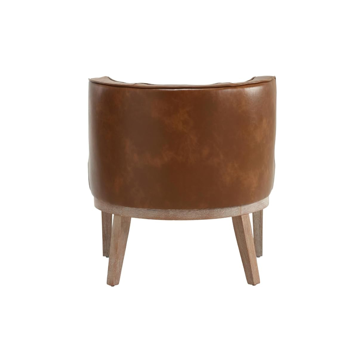 Brown Leather Barrel Accent Chair - Set of 2 5 Brown Leather Barrel Accent Chair - Set of 2