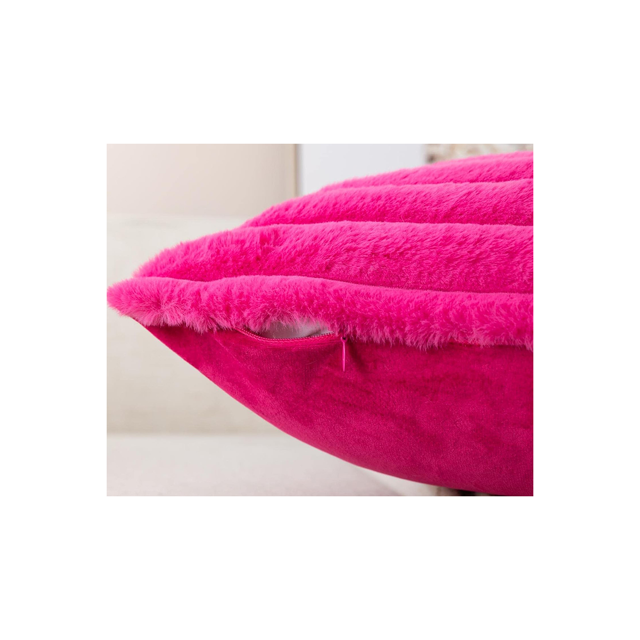 Hot Pink Faux Fur Accent Pillow - Set of 2 4 Hot Pink Faux Fur Accent Pillow - Set of 2