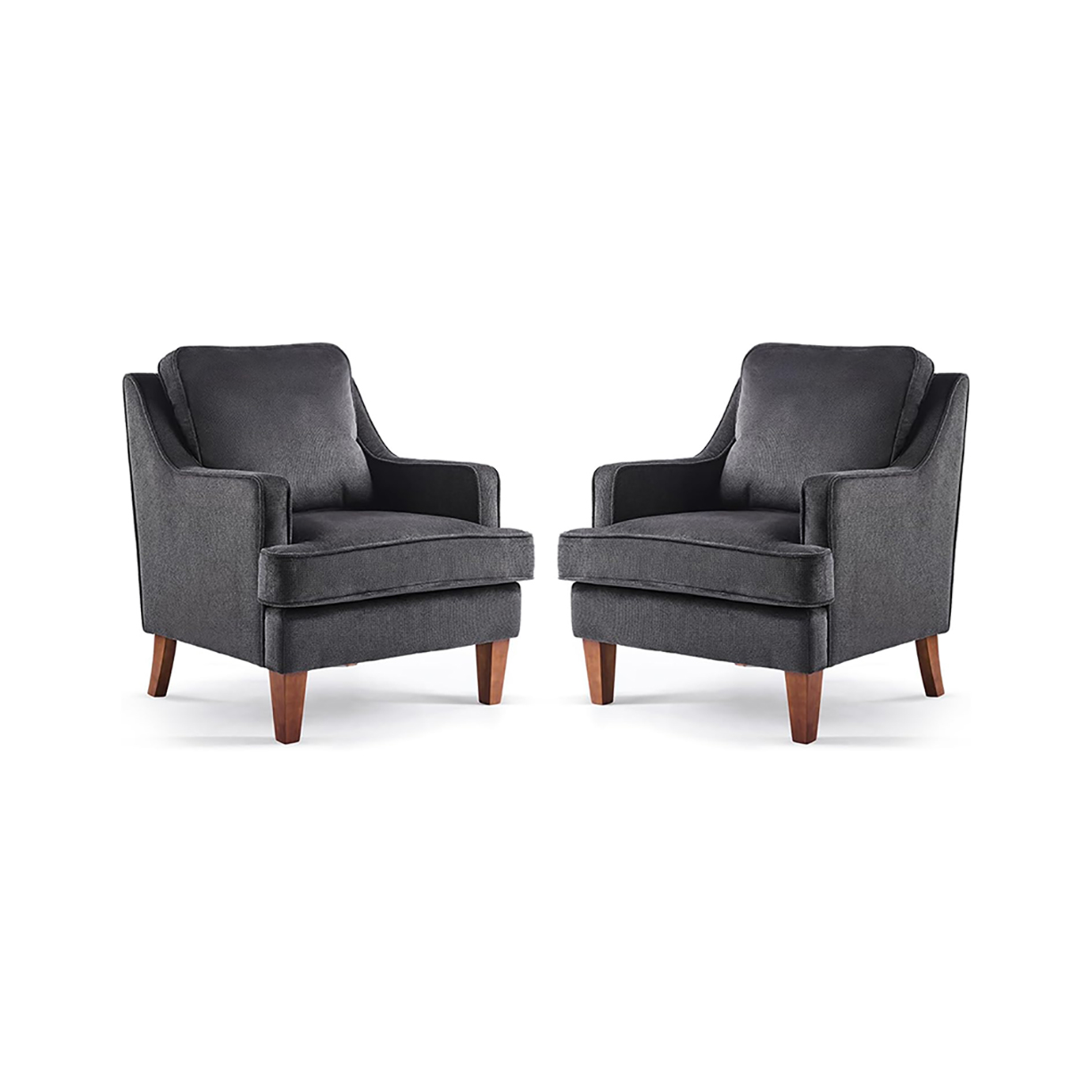 Comfy Black Sofa Chair - Set of 2 1 Comfy Black Sofa Chair - Set of 2