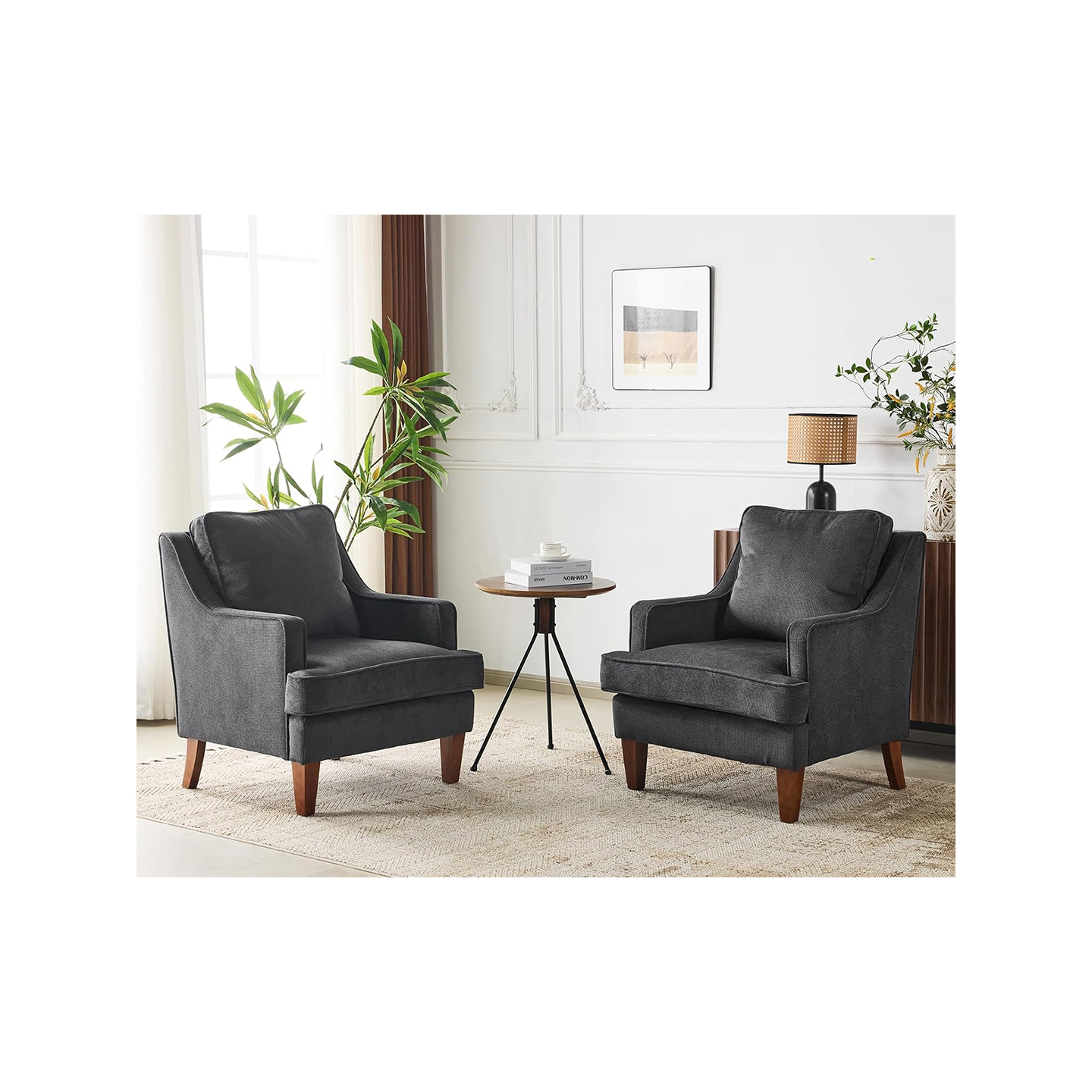 Comfy Black Sofa Chair - Set of 2 2 Comfy Black Sofa Chair - Set of 2