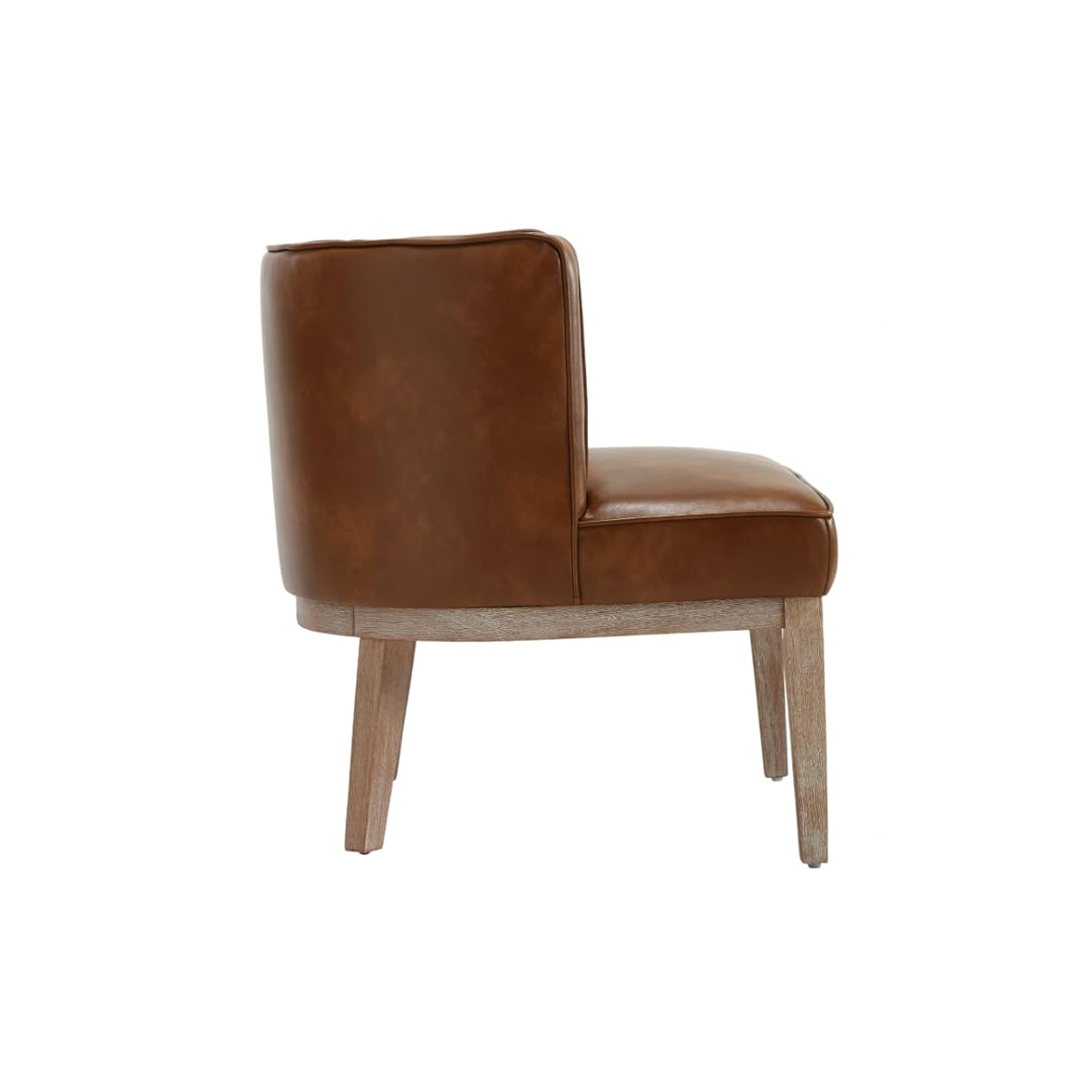 Brown Leather Barrel Accent Chair - Set of 2 3 Brown Leather Barrel Accent Chair - Set of 2