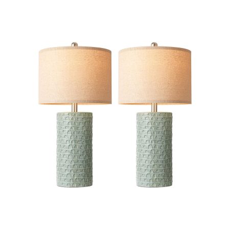 Modern Teal Ceramic Table Lamps - Set of 2
