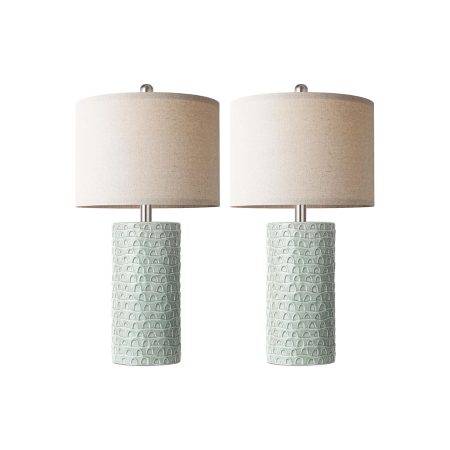Modern Teal Ceramic Table Lamps - Set of 2